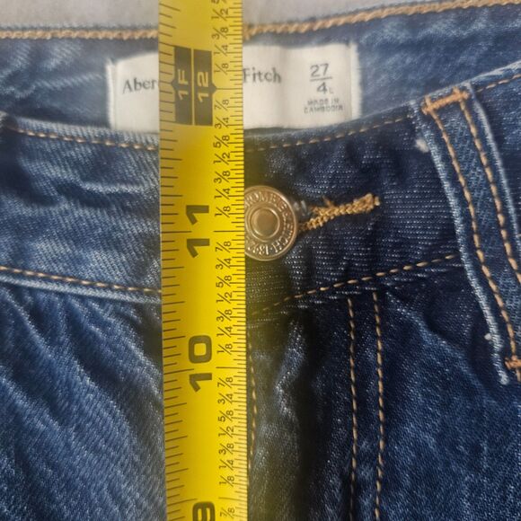 Abercrombie & Fitch The Loose High Rise Acid Wash Blue Sz 27 Cuff Wide Leg Baggy - Picture 5 of 6